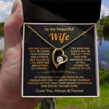 To My Beautiful Wife Necklace - Emotional Love Jewelry Gift from Husband for Valentine’s Day & Birthday Happiness - Forever Love Necklace - Personalize Memories