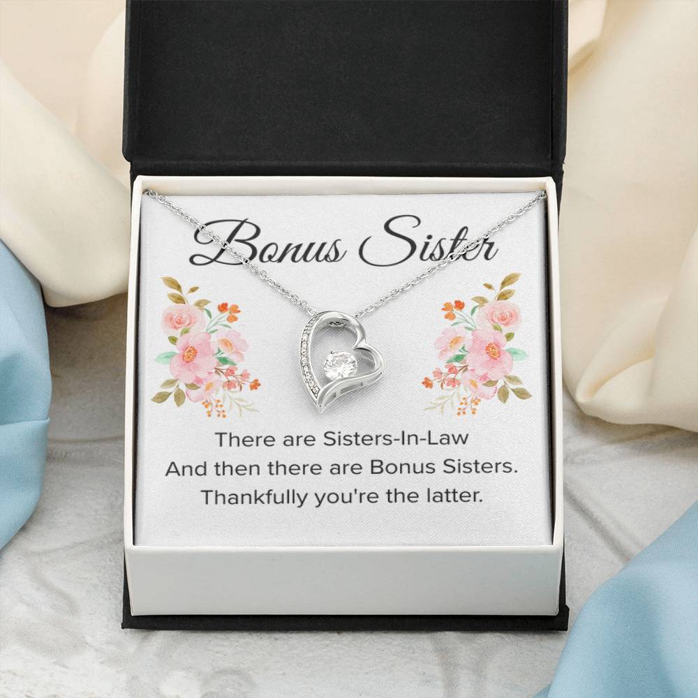 Gift for Bonus Sister - Thankfully You're the Latter - Forever Love Necklace - Personalize Memories