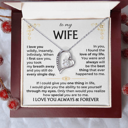 To My Wife Necklace - Sentimental Birthday Gift from Husband, Romantic Jewelry for Valentine’s Day & Holidays - Forever Love Necklace - Personalize Memories