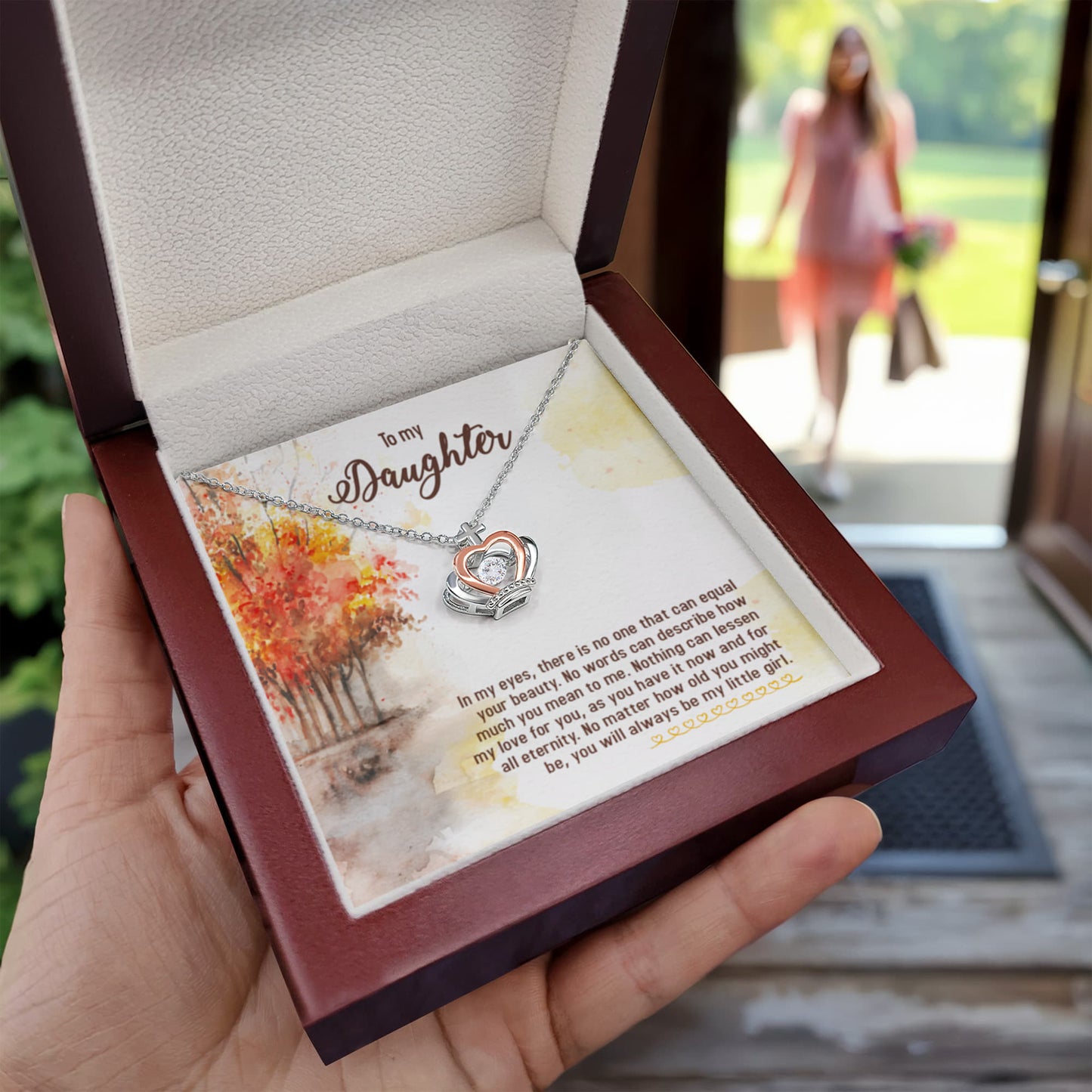 To My Daughter Necklace – Daughter Birthday & Graduation Jewelry Surprise – Crown Pendant Necklace - Personalize Memories