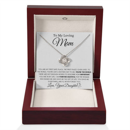 To My Loving Mom - You're The World - Love Knot Necklace Gift from Daughter - Personalize Memories