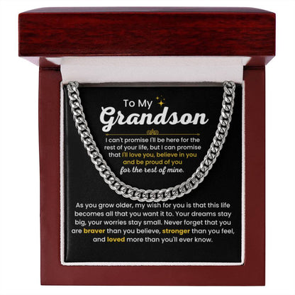 To My Grandson - I Believe in you - Chain Link Chain from Grandparents - Personalize Memories