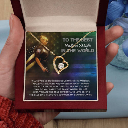 To The Best Police Wife In The World - Forever Love Necklace Gift from Husband - Personalize Memories