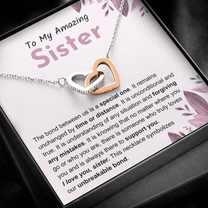 Sentimental Gift for Sister - Interlocking Hearts Necklace - Personalize Memories