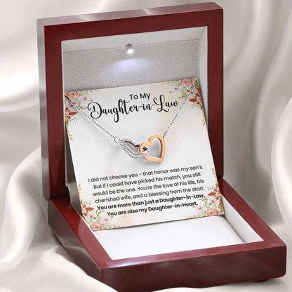 To My Beautiful Daughter In Law - Interlocking Hearts Necklace - Gift for Bonus Daughter - Personalize Memories