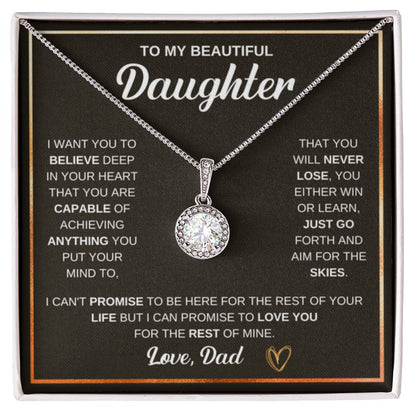 To My Daughter Necklace - Emotional Jewelry from Dad to Celebrate Love Every Day & Always - Eternal Hope Necklace - Personalize Memories