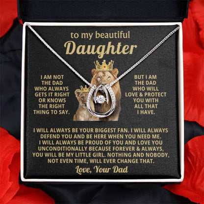 To My Daughter Necklace - Beautiful Daughter Jewelry for Birthday & Proud Dad Moments - Lucky In Love Necklace - Personalize Memories