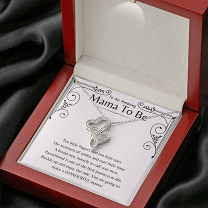 To An Amazing Mama To Be - Gift for New Mother - Heart-to-heart Pendant Necklace - Personalize Memories