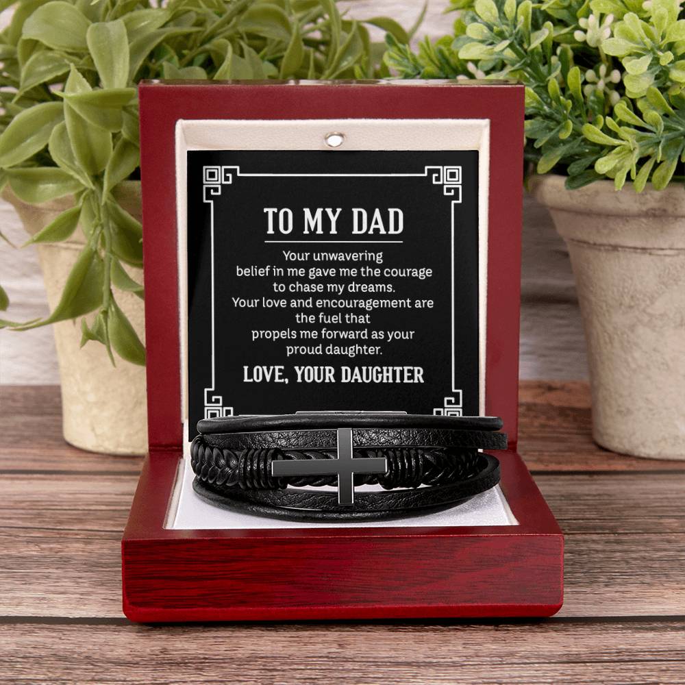 To My Dad Bracelet - Gift for Dad from Daughter - Men's Cross Bracelet - Personalize Memories