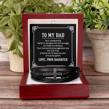 To My Dad Bracelet - Gift for Dad from Daughter - Men's Cross Bracelet - Personalize Memories