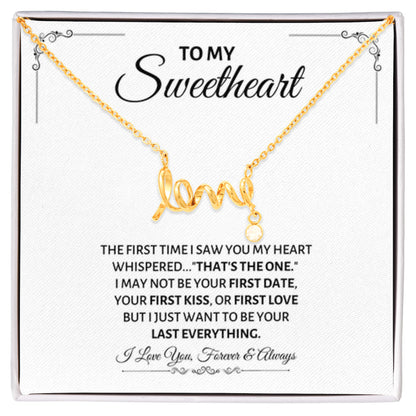 To My Sweetheart Necklace - Gift for Love on Valentine’s Day & Special Days - Scripted Love Necklace - Personalize Memories