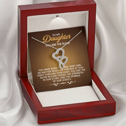 To My Daughter Necklace – You are the glow – Heart-to-heart Pendant Necklace - Personalize Memories