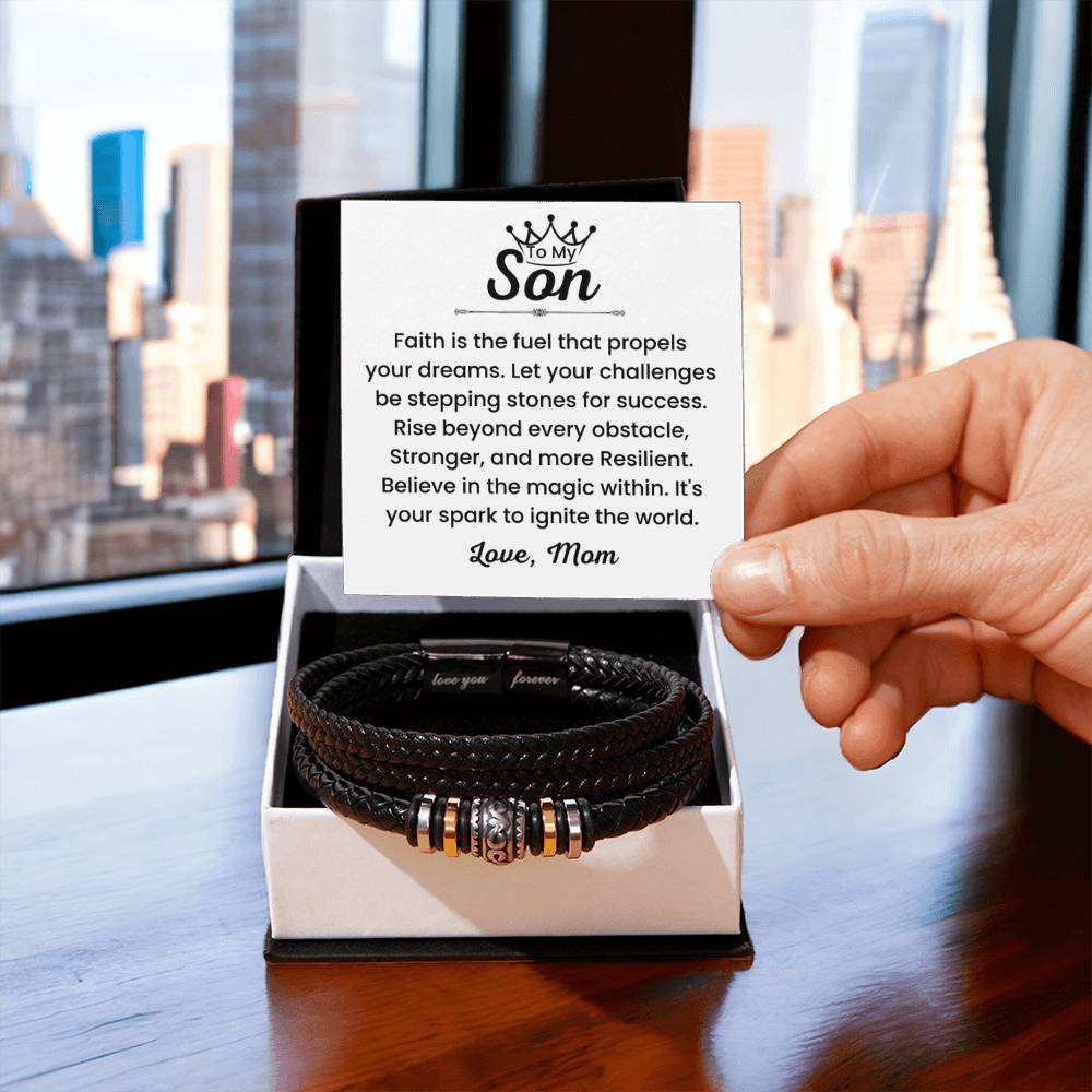 To My Son – Christmas, Birthday Gift from Mom – Love You Forever Bracelet - Personalize Memories