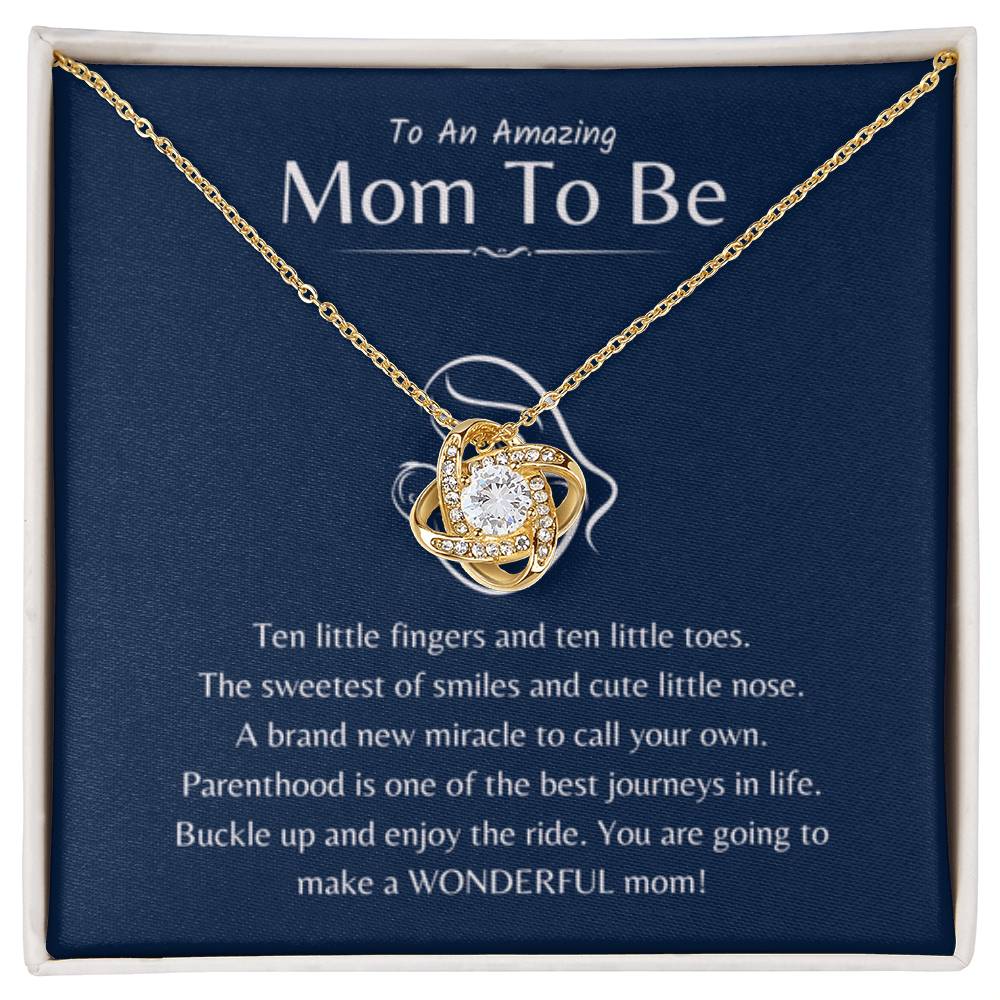To An Amazing Mama To Be - Ten little fingers and ten little toes - Love Knot Necklace - New Mom Gift - Personalize Memories