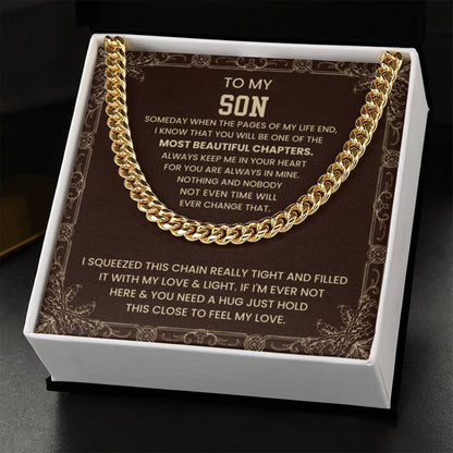 To My Son Necklace - Just hold the close to feel my love - Cuban Link Chain - Personalize Memories