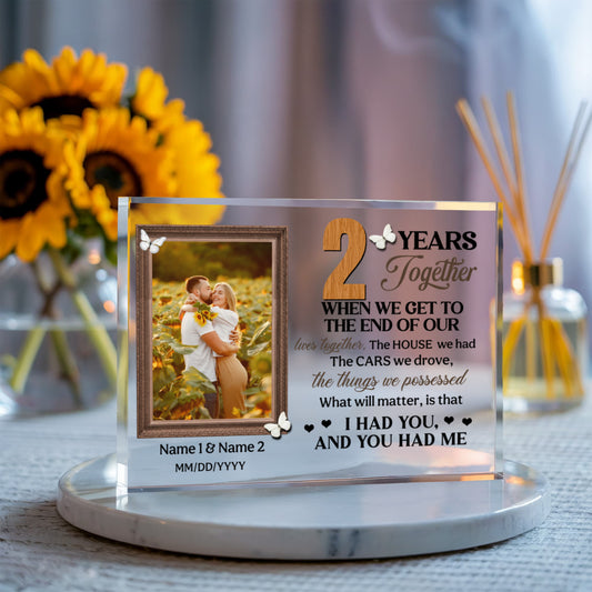Personalized Photo Acrylic Block, Gifts For Couples, 2nd Anniversary Gift For Husband And Wife, 2 Years When We Get To The End Of Our Lives Together