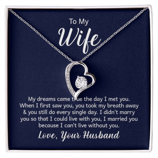 To My Beautiful Wife Necklace - Romantic Anniversary & Valentine’s Day Jewelry Gift from Husband to Wife - Forever Love Necklace - Personalize Memories