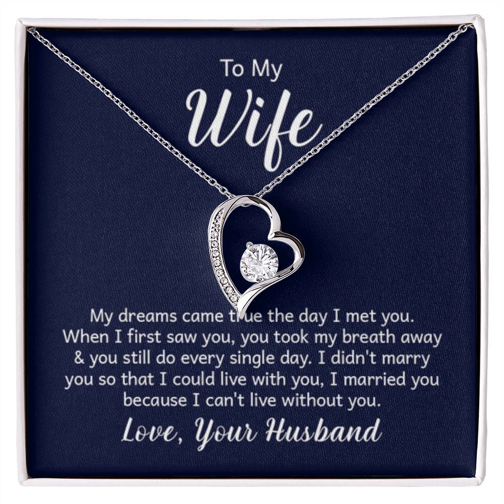 To My Beautiful Wife Necklace - Romantic Anniversary & Valentine’s Day Jewelry Gift from Husband to Wife - Forever Love Necklace - Personalize Memories
