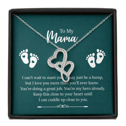 To my mama - I can't wait to meet you New Mom - Heart-to-heart Pendant Necklace - Personalize Memories