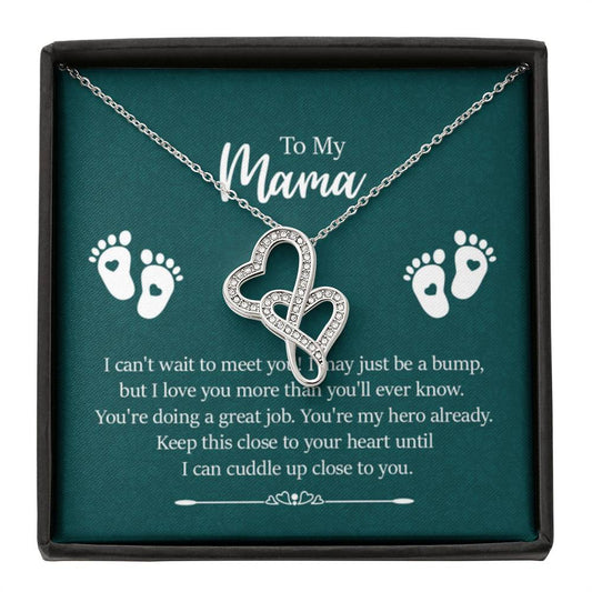 To my mama - I can't wait to meet you New Mom - Heart-to-heart Pendant Necklace - Personalize Memories