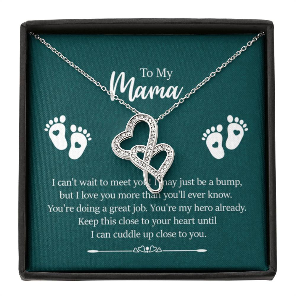 To my mama - I can't wait to meet you New Mom - Heart-to-heart Pendant Necklace - Personalize Memories
