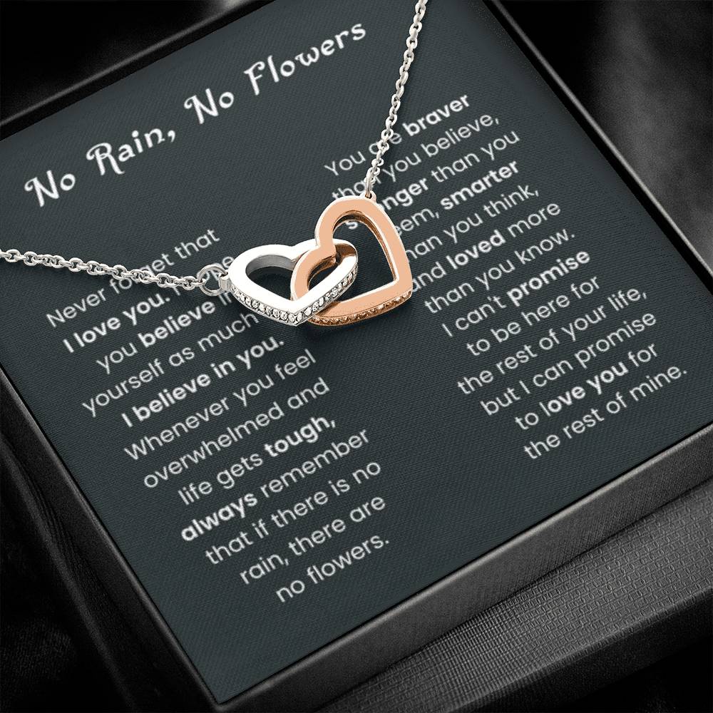 No Rain, No Flowers Gift for Her - Interlocking Hearts Necklace - Personalize Memories