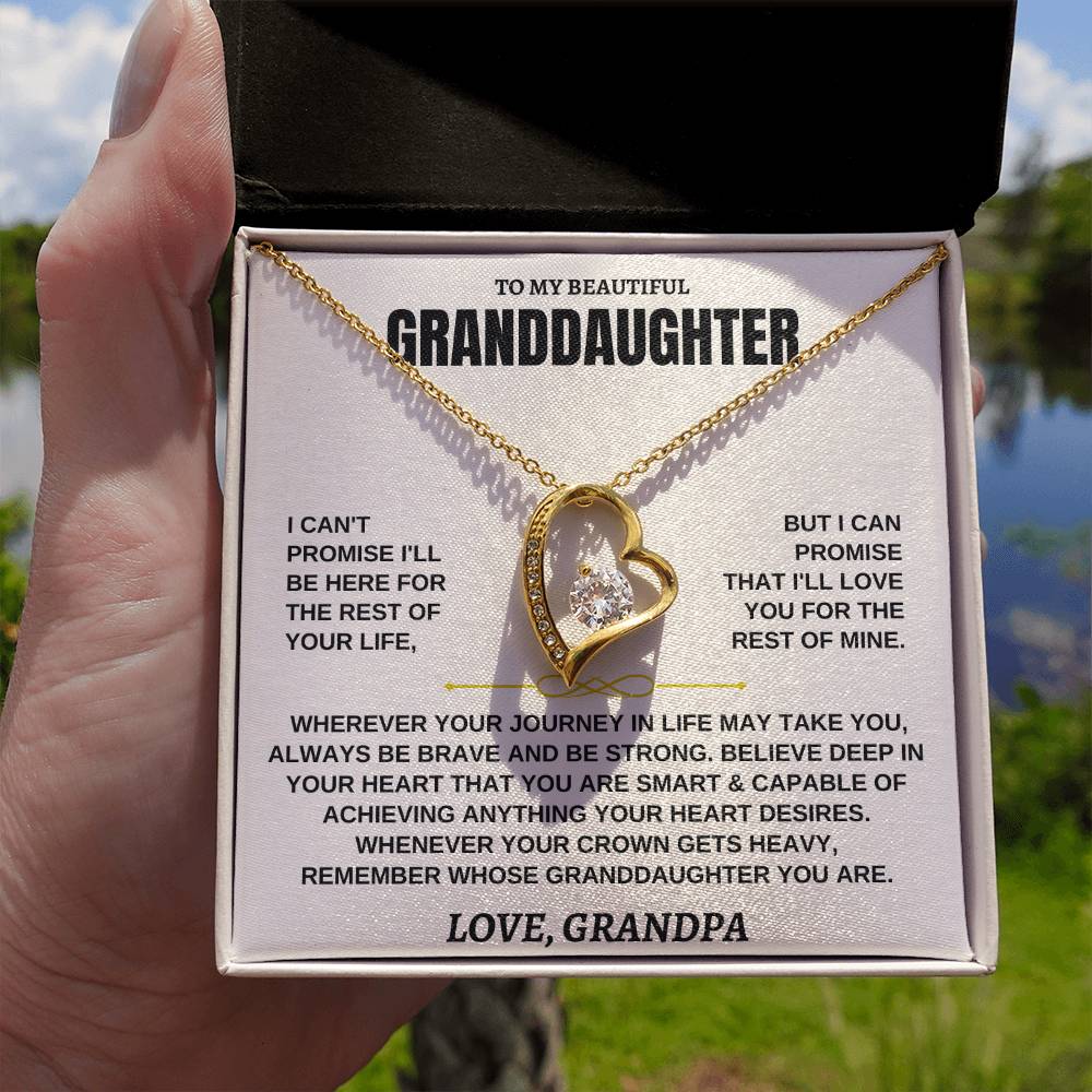 To My Beautiful Granddaughter - I'll Love You For The Rest Of Mine - Forever Love Necklace - Gift for Granddaughter from Grandpa - Personalize Memories