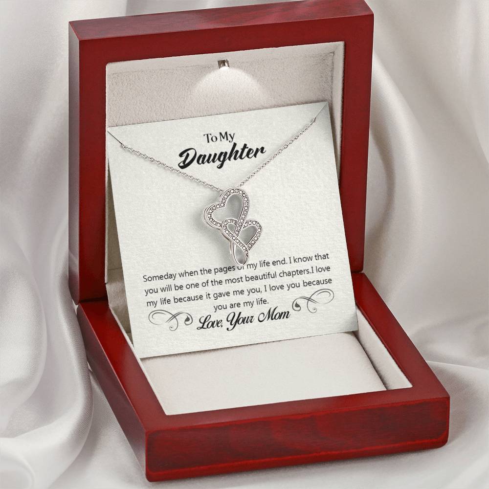 To My Daughter Necklace - Sentimental Jewelry Gift from Mom for Graduation & Life Achievements - Heart-to-heart Necklace - Personalize Memories