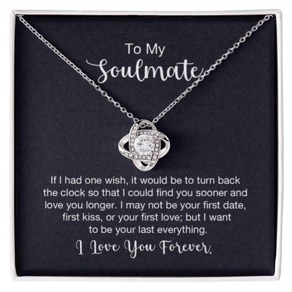 To My Soulmate Necklace - Soulmate Gift for Her for Valentine’s Day & Every Day Love - Love Knot Necklace - Personalize Memories