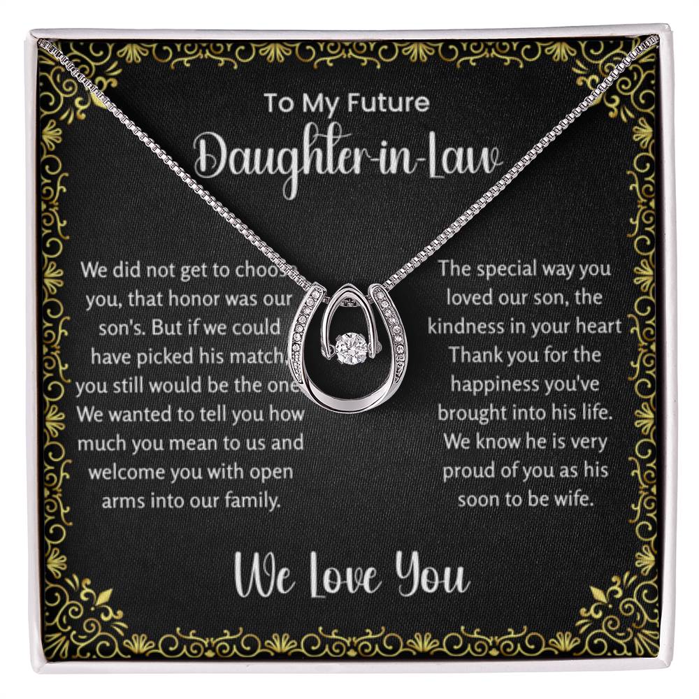 To My Future Daughter In Law - Lucky In Love Necklace - Gift for Bonus Daughter - Personalize Memories