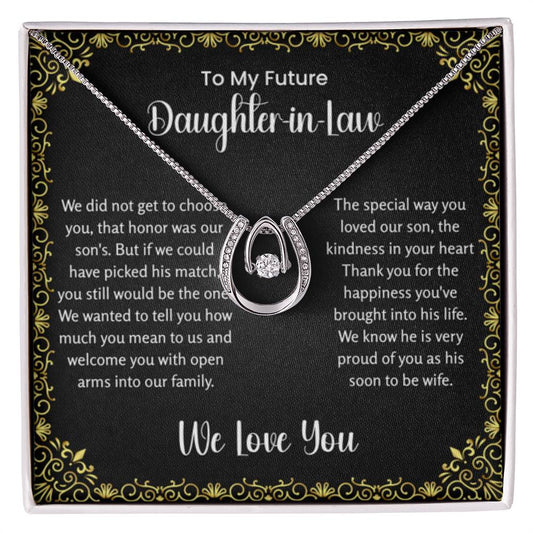 To My Future Daughter In Law - Lucky In Love Necklace - Gift for Bonus Daughter - Personalize Memories