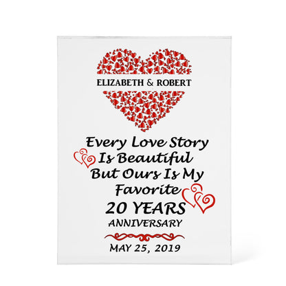 Personalized 20th Anniversary Acrylic Block, Gifts For Couples, 20th Anniversary Gifts For Husband And Wife, Heart Frame 20 Years Of Marriage