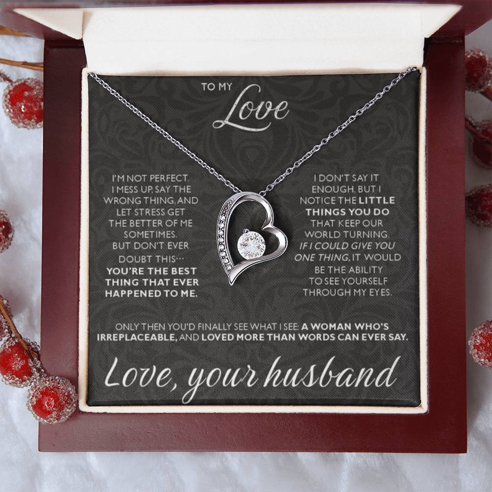 To My Wife Necklace - Romantic Birthday Jewelry Gift from Husband for Valentine’s Day & Long Lasting Memories - Forever Love Necklace - Personalize Memories