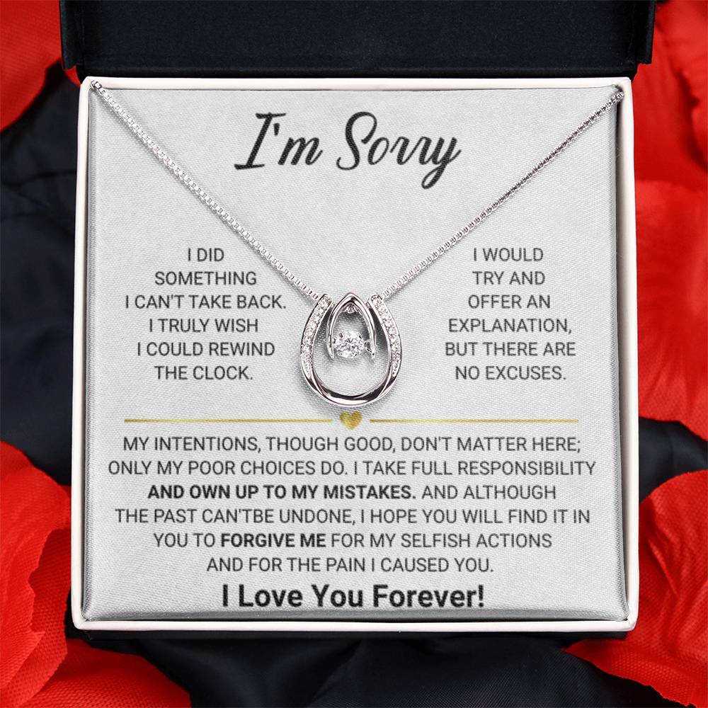 I Am Sorry Gift - Apology Gift for Her - Lucky In Love Necklace - Personalize Memories