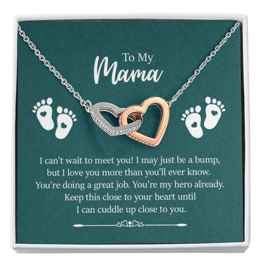 To My Mama - I can't wait to meet you - Interlocking Hearts Necklace - Gift for New Mom - Personalize Memories
