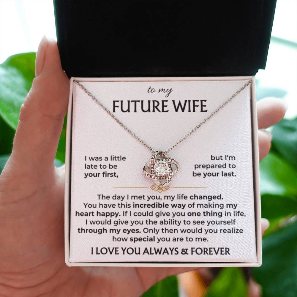 Future Wife Gift - Beautiful Necklace for Girlfriend for Birthday, Christmas & Romantic Moments - Love Knot Necklace - Personalize Memories