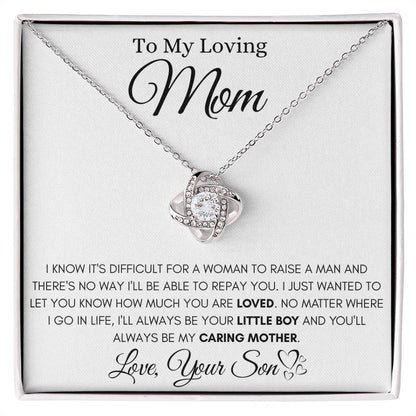 To My Loving Mom - I'll Always Be Your Little Boy - Love Knot Necklace - Gift for Mom from Son - Personalize Memories