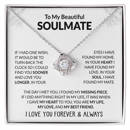 Gift for Soulmate - The Day I Met You - Love Knot Necklace - Personalize Memories