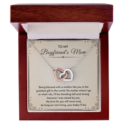 To My Boyfriend's Mom - My love for you will never end - Interlocking Hearts Necklace - Personalize Memories