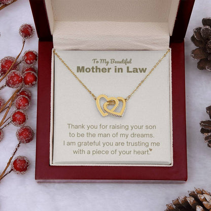 Mother In Law Gift - Thank you for raising the man of my dreams - Interlocking Hearts Necklace - Personalize Memories