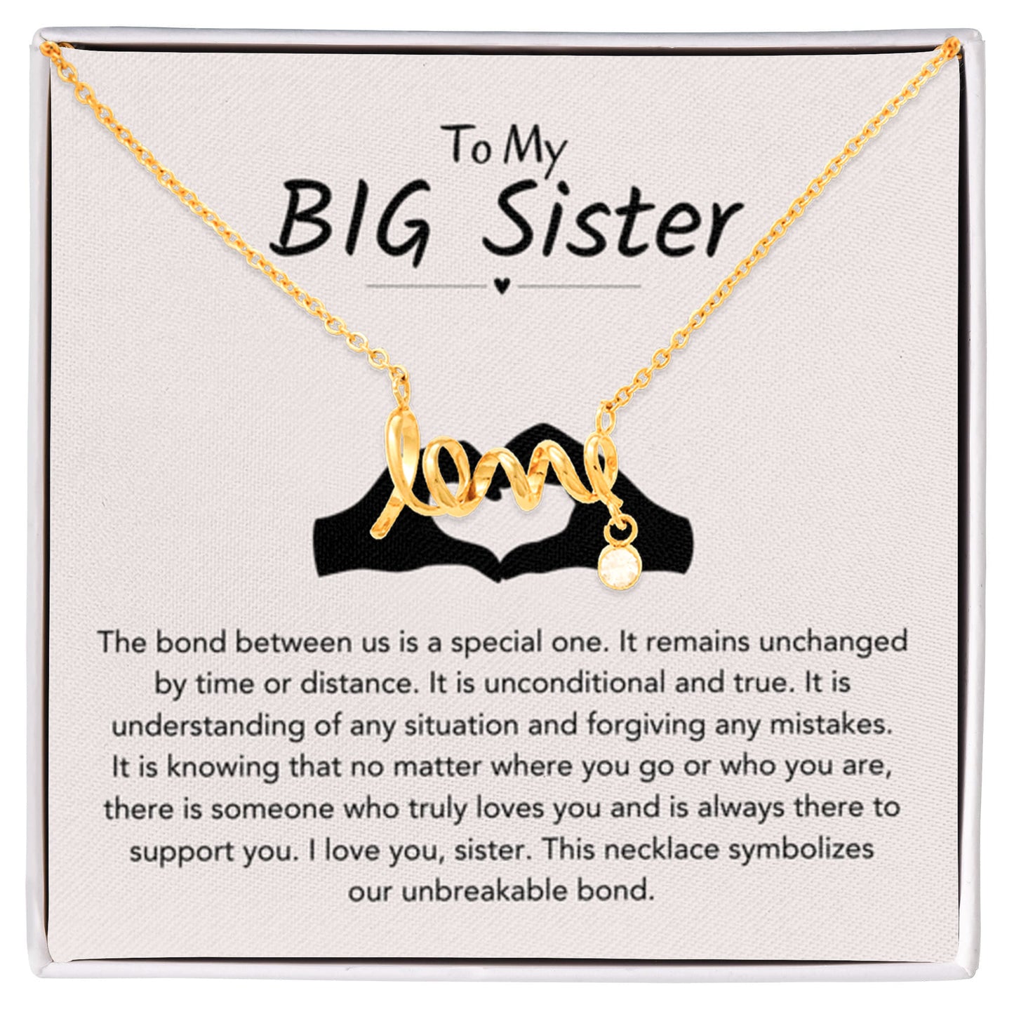 To My Big Sister Necklace - The bond between us is a special one - Gift for Big Sister - Scripted Love Necklace - Personalize Memories