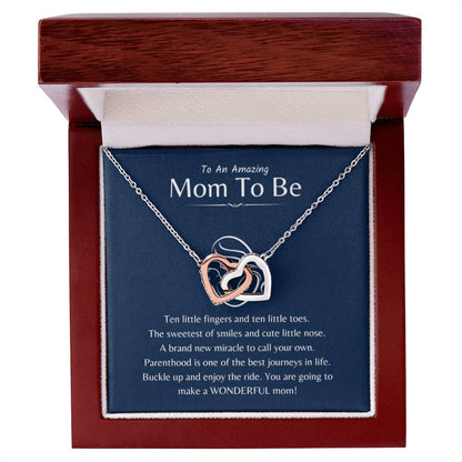 To An Amazing Mama To Be - Ten little fingers and ten little toes - Interlocking Hearts Necklace - New Mom Present - Personalize Memories