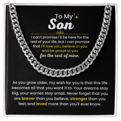 To My Son - I Believe in you - Chain Link Chain from Parents - Personalize Memories