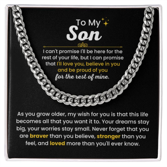 To My Son - I Believe in you - Chain Link Chain from Parents - Personalize Memories