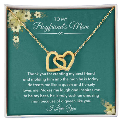 To My Boyfriend's Mom - He is truly such an amazing man - Interlocking Hearts Necklace - Bf Mom Gift - Personalize Memories