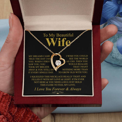 To My Wife Necklace - Heartwarming Gift from Husband for Birthday, Anniversary & Valentine’s Day - Forever Love Necklace - Personalize Memories