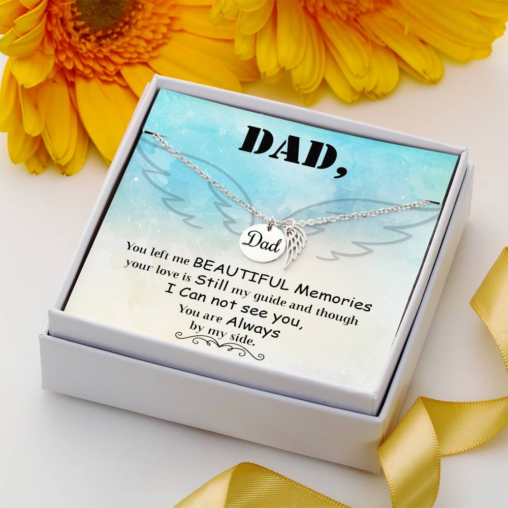 Angel Wing Dad Necklace Gift from Heaven - Remembrance Necklace for Dad - Loss of Dad Gift