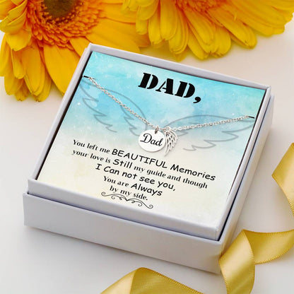 Angel Wing Dad Necklace Gift from Heaven - Remembrance Necklace for Dad - Loss of Dad Gift