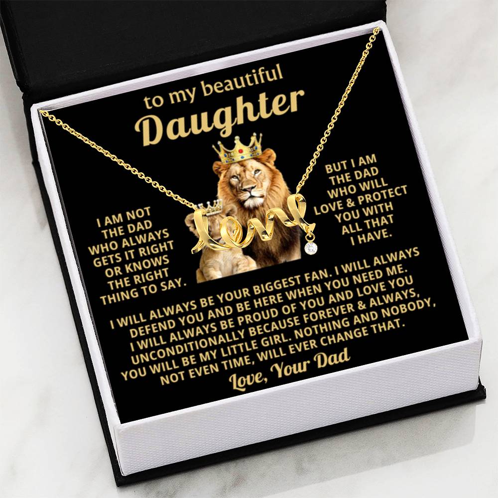 To My Beautiful Daughter Necklace - I will always be your biggest fan - Gift for Daughter from Dad - Scripted Love Necklace - Personalize Memories