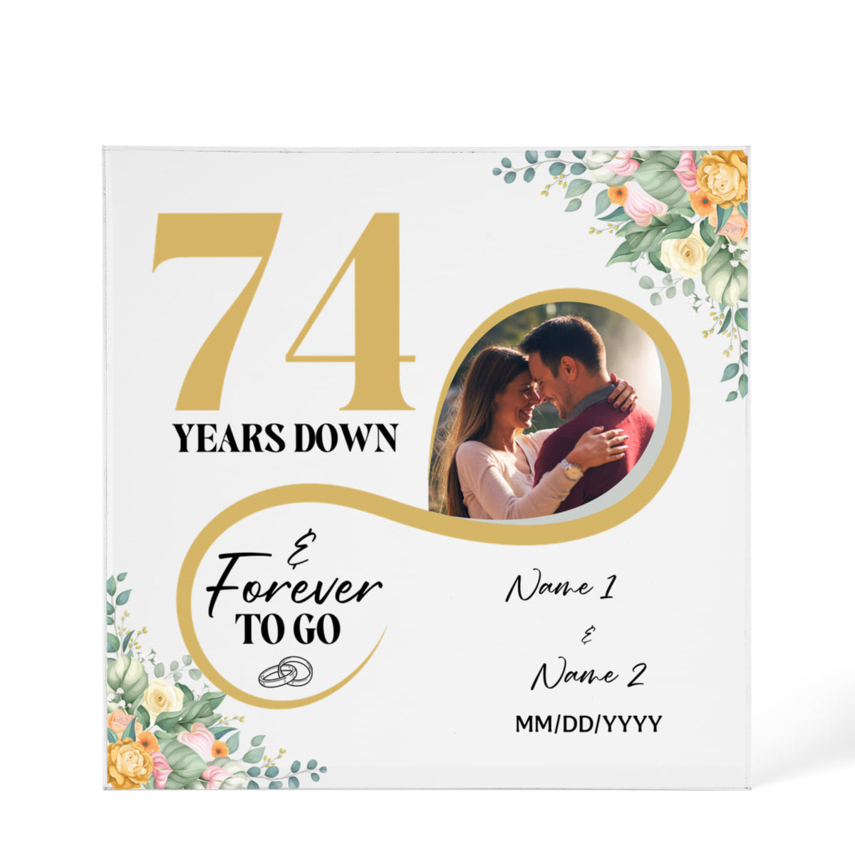 Personalized Acrylic Block, Custom Photo, Happy 74th Wedding Anniversary Gifts, Marriage Gifts, 74 Year Married Gift Wife Husband Present